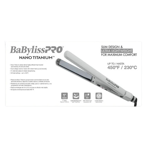 BaBylissPRO BNT4072TGY Ceramic Limited Edition 1″ Nano Titanium Ultra‑Thin Flat Iron – Grey