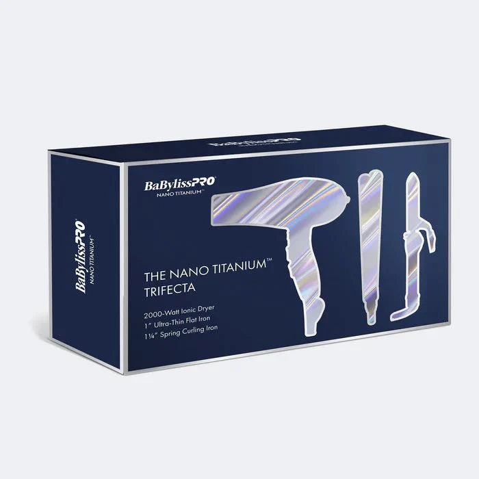 BaByliss PRO - Nano Titanium Limited Edition Trifecta Gift Box - Nano Titanium Dryer, Flat Iron & Curling Iron BNTPP49TUC box