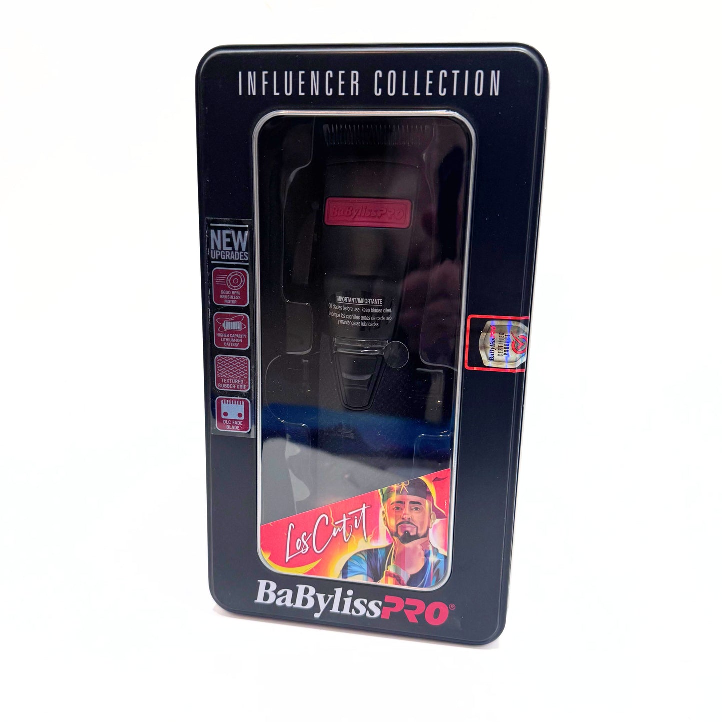 BaBylissPRO Influencer Collection Boost+ Cordless Clipper (Black/Red) FX870RI front of box