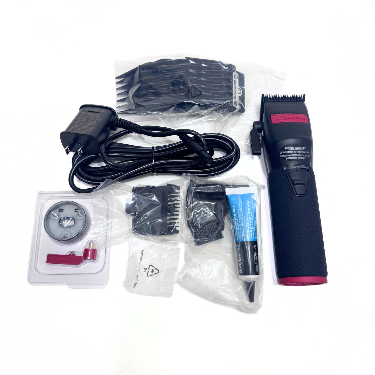 BaBylissPRO Influencer Collection Boost+ Cordless Clipper (Black/Red) FX870RI with accessories