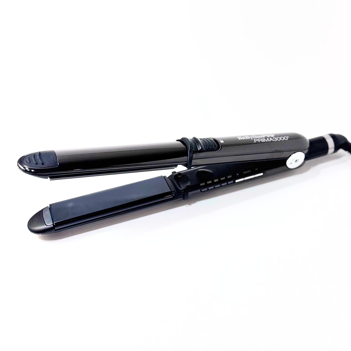 BaBylissPRO Prima 3000 Black Stainless Steel Flat Iron BNTBK3000TUC – Professional Hair Straightener open