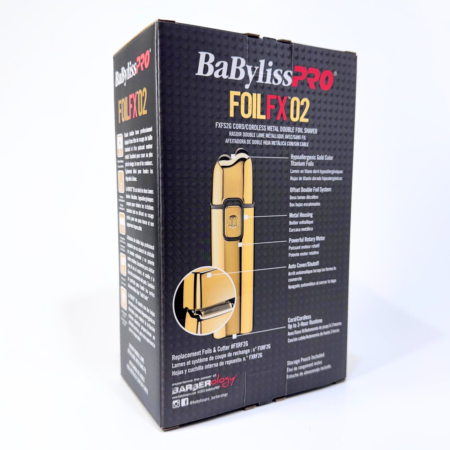 babylisspro fxfs2g gold double foil shaver box back