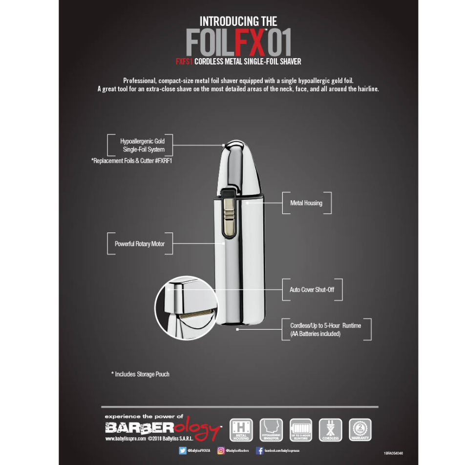 BaBylissPRO Shaver SilverFX Single Foil FXFS1 