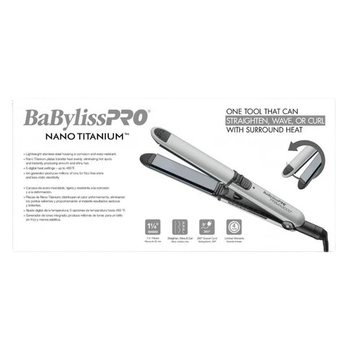 BaBylissPRO BNT3000TGY Stainless Steel Limited Edition 1.25" Nano Titanium Prima 3000 Styling Flat Iron – Grey