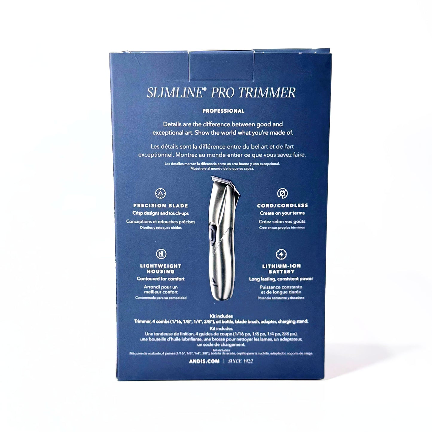 Andis Slimline Pro Li T-Blade  Trimmer box back