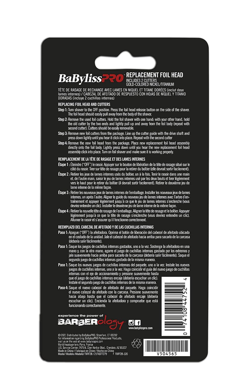 BaBylissPRO FOILFX02 Replacement Foil & Cutter FXRF2B – Compatible with FOILFX02