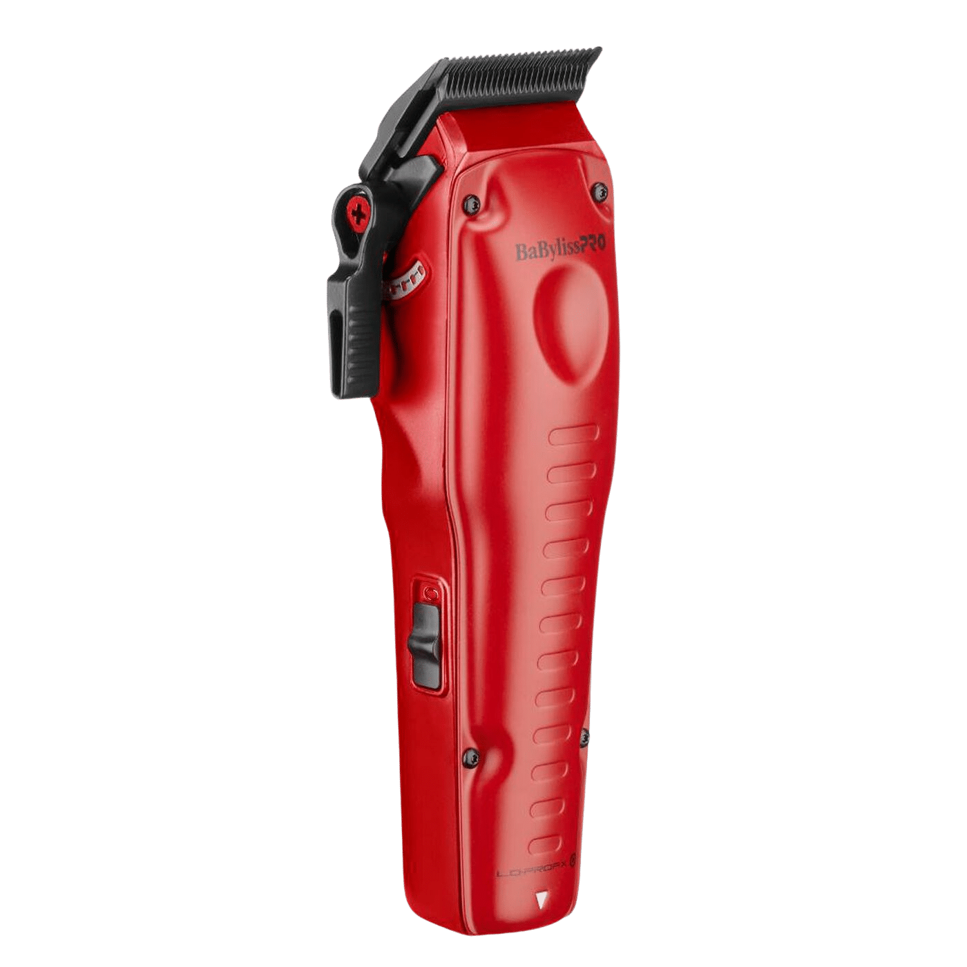 BaBylissPRO FXONE LO-PROFX Matte Red w/ Interchangeable Battery Clipper & Trimmer Combo FX829MR+FX729MR Clipper tilted right