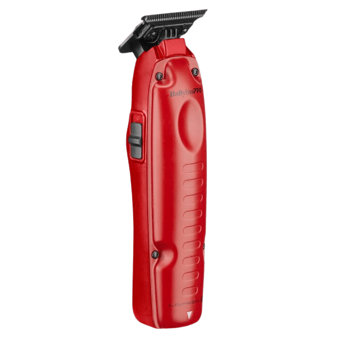BaBylissPRO FXONE LO-PROFX Matte Red w/ Interchangeable Battery Clipper & Trimmer Combo FX829MR+FX729MR Trimmer tilted right
