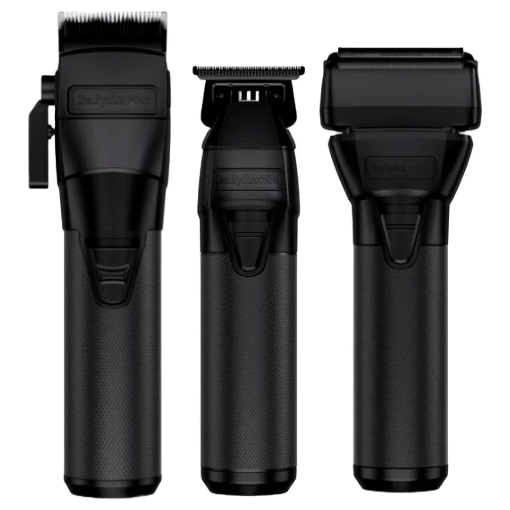 BaBylissPRO Fxone Black FX Bundle Set, Clipper Trimmer & Shaver FX899MB+FX799MB+FX79FSMB Clipper Trimmer Shaver front view
