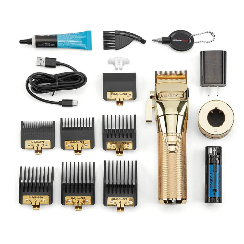 BaBylissPRO Fxone Gold FX Bundle Set, Clipper Trimmer & Shaver FX899G+FX799G+FX79FSG Clipper with accessories