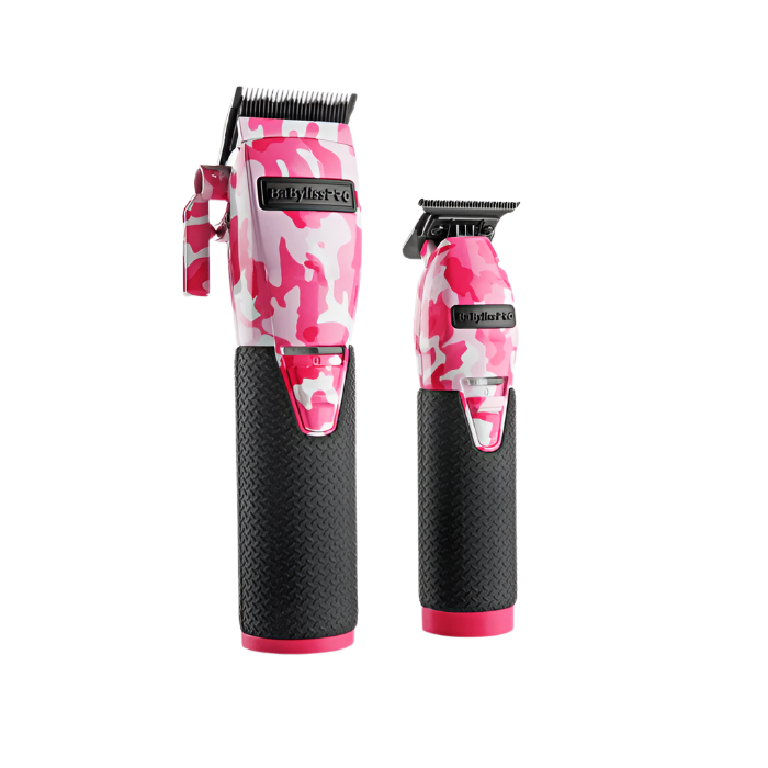 BaBylissPRO LimitedFX Cordless Pink Camo Clipper and Trimmer Combo FXHOLPKCAMPK
