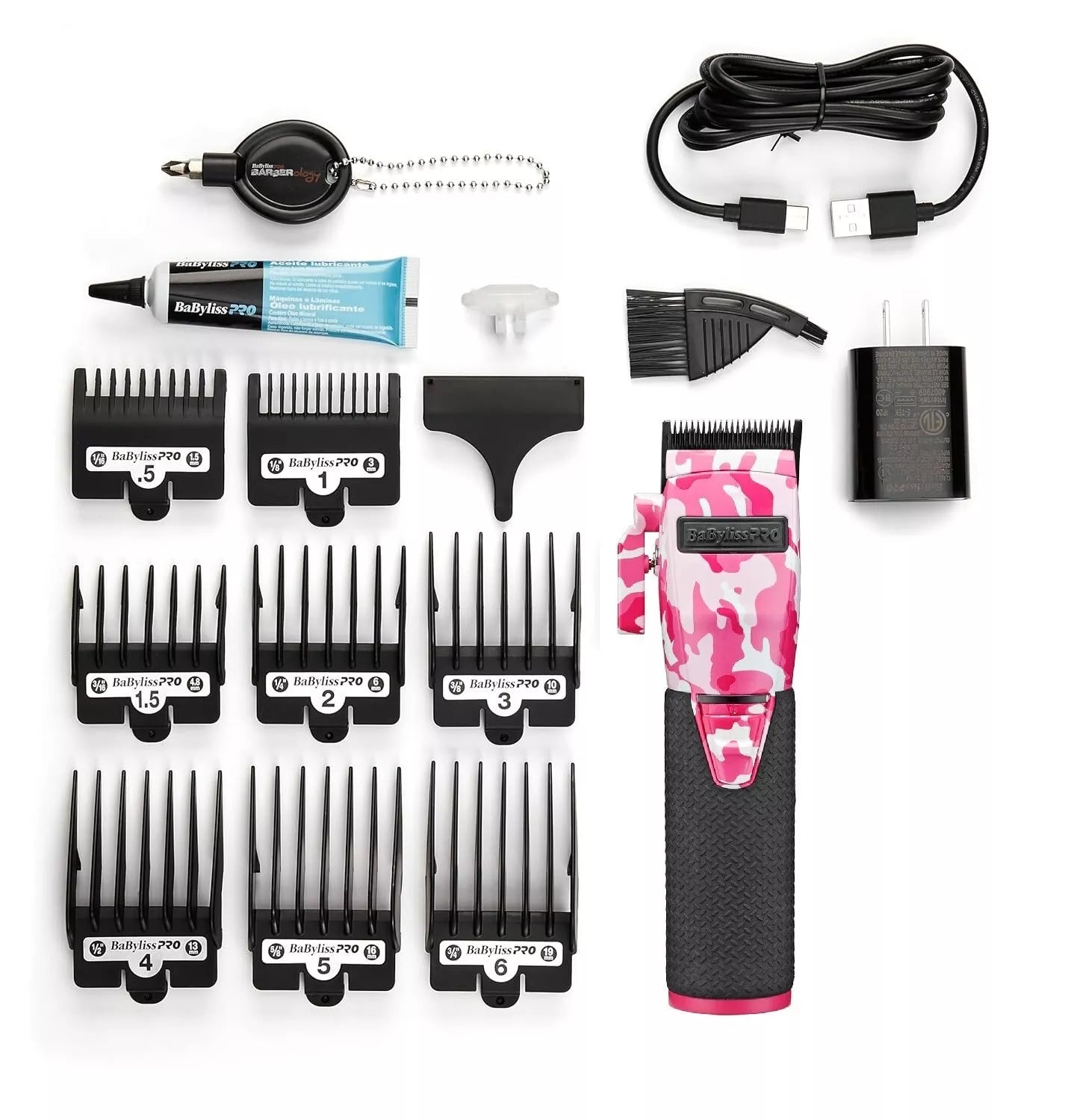 BaBylissPRO LimitedFX Cordless Pink Camo Clipper and Trimmer Combo FXHOLPKCAMPK