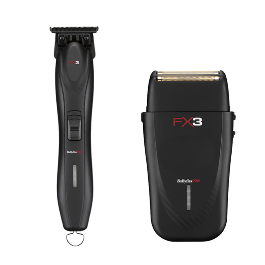 BaBylissPRO FX3 Matte Black High‑Speed Foil Shaver & High‑Torque Cordless Trimmer FXX3TB+FXX3SB