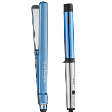 BaBylissPRO Nano Titanium 1" Flat Iron & Curling Wand Combo Gift Box BNT21H2UC 