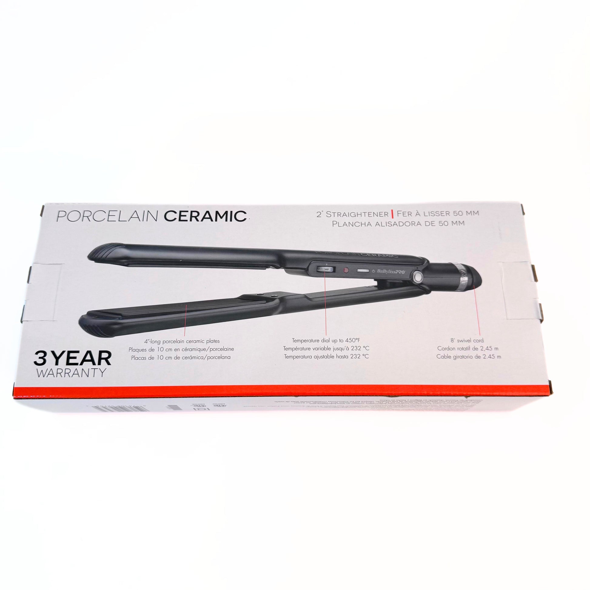 BaBylissPRO Porcelain Ceramic 1" Flat Iron BP9561UC back of box