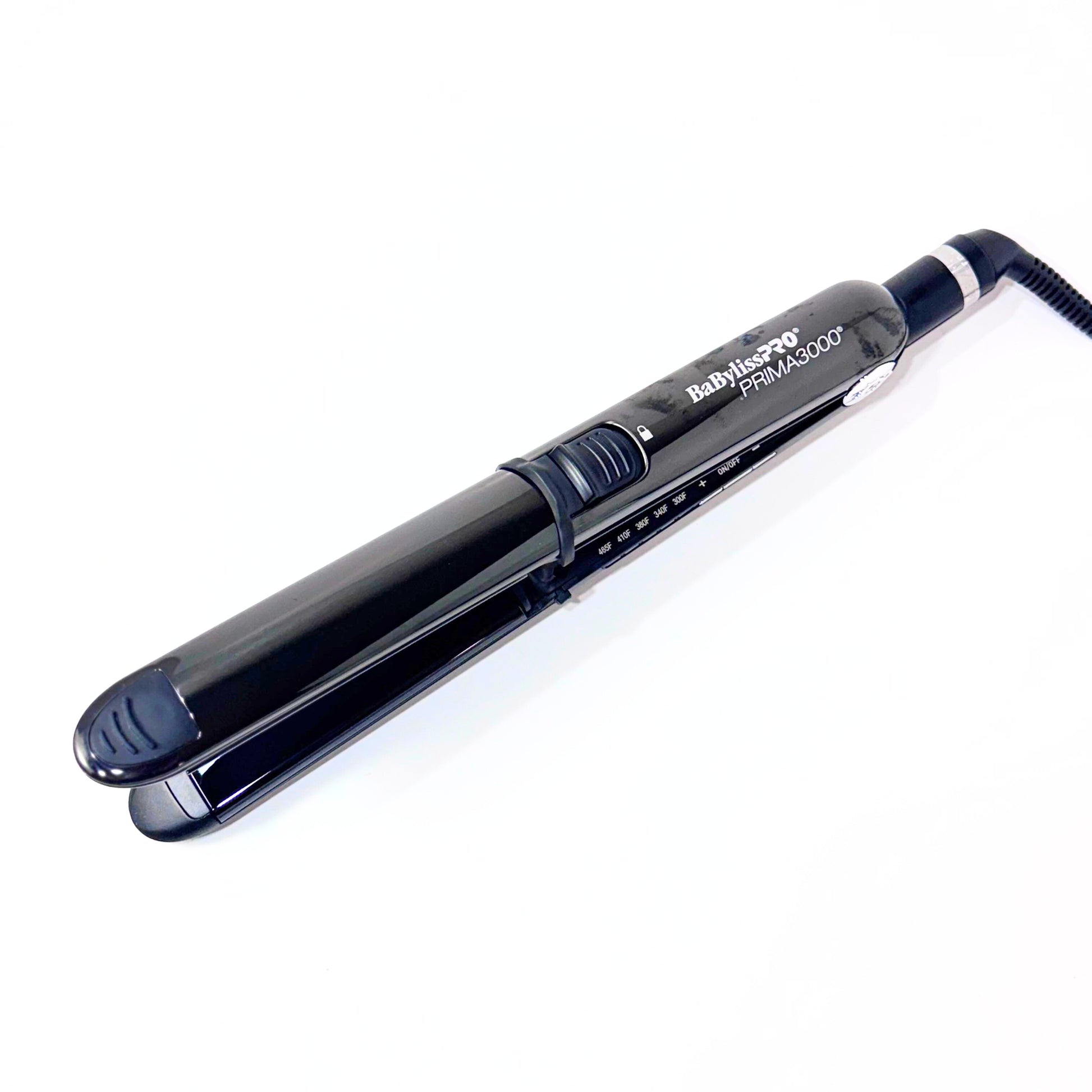 BaBylissPRO Prima 3000 Black Stainless Steel Flat Iron BNTBK3000TUC – Professional Hair Straightener top angle