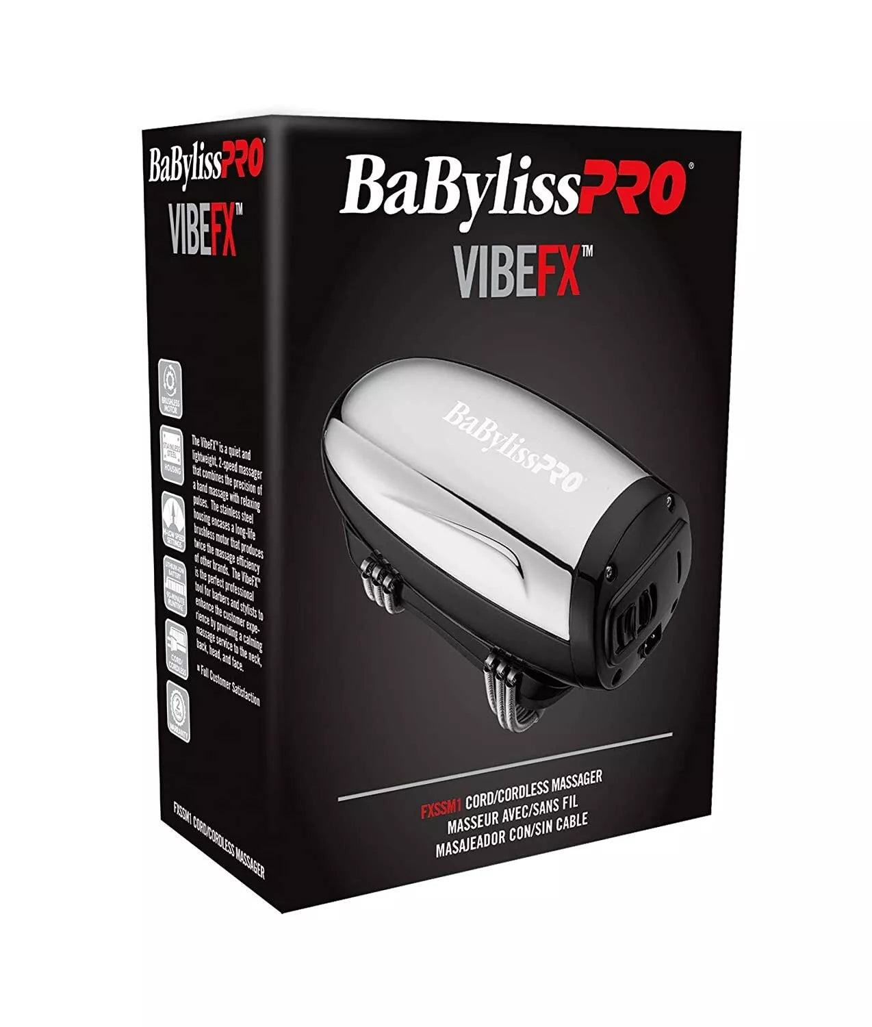 BaBylissPRO Silver Vibefx Cordless Handheld Massager – FXSSM1 | Portable Muscle Relief & Relaxation