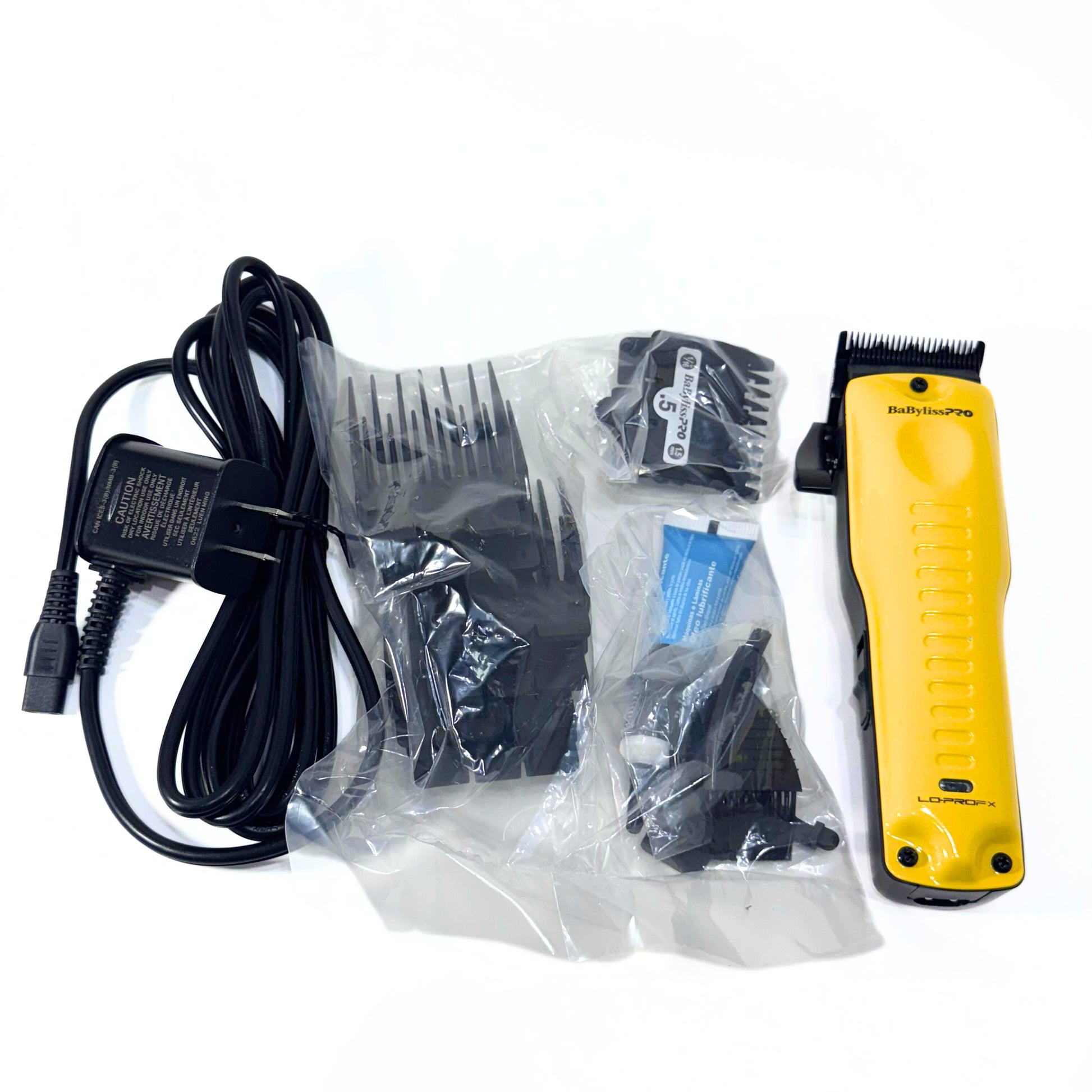 BaBylissPRO Yellow LO-PROFX Cordless Clipper FX825YI with Brushless Motor with accessories