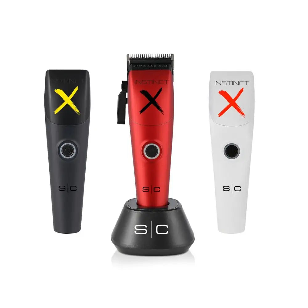 StyleCraft Instinct-X Cordless Clipper and Saber Trimmer Combo SC608M+SC403B Red, Black and White