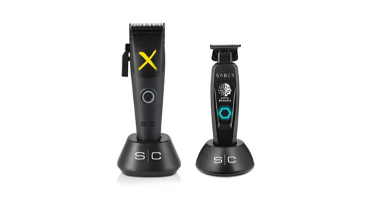 StyleCraft Instinct-X Cordless Clipper and Saber Trimmer Combo SC608M+SC403B Trimmer with Base