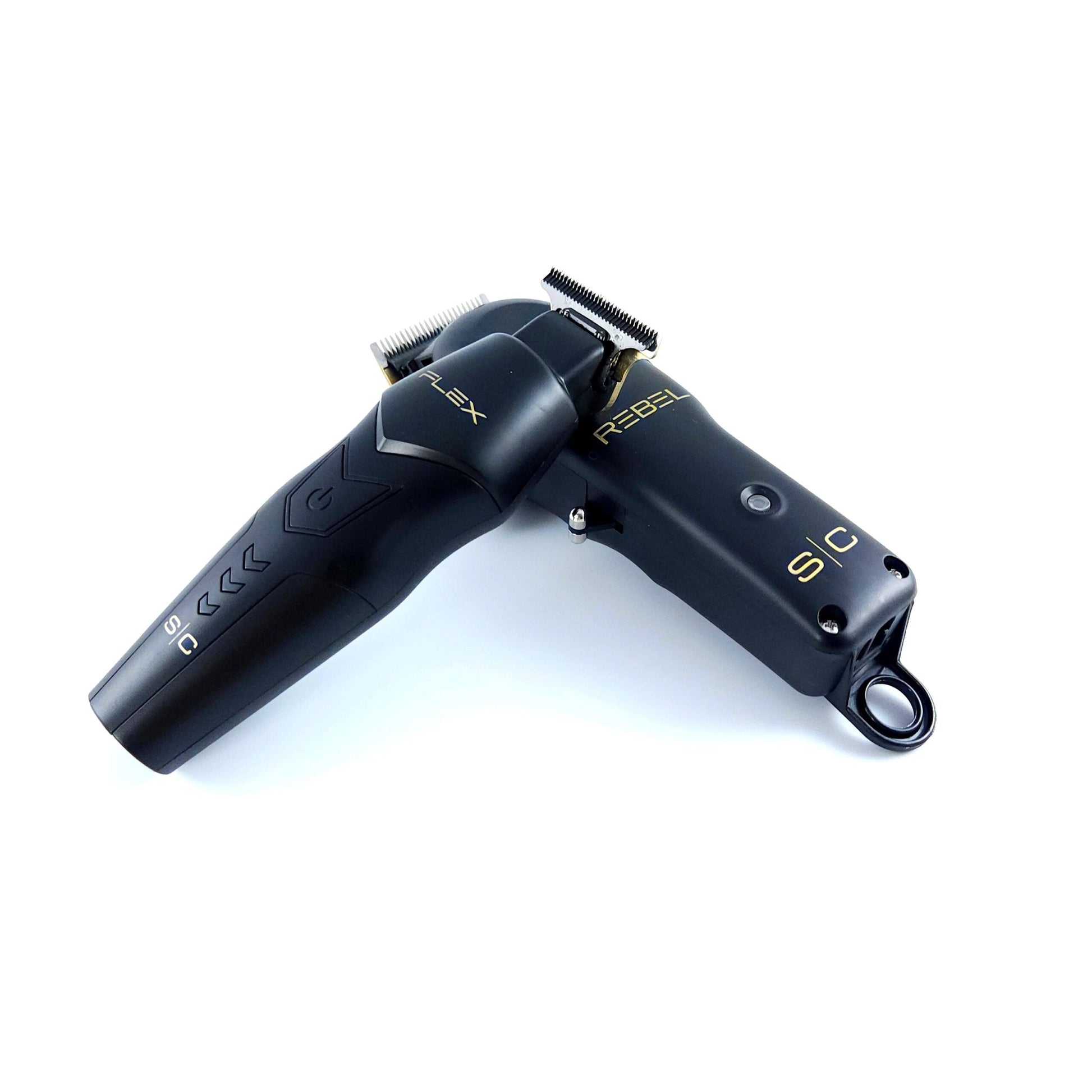 StyleCraft Pro Super Set Black Rebel Clipper & Flex Trimmer SC326B Trimmer over Clipper