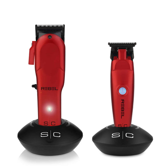 StyleCraft Rebel Clipper & Trimmer Combo (RED) SC203R Clipper Trimmer and Base