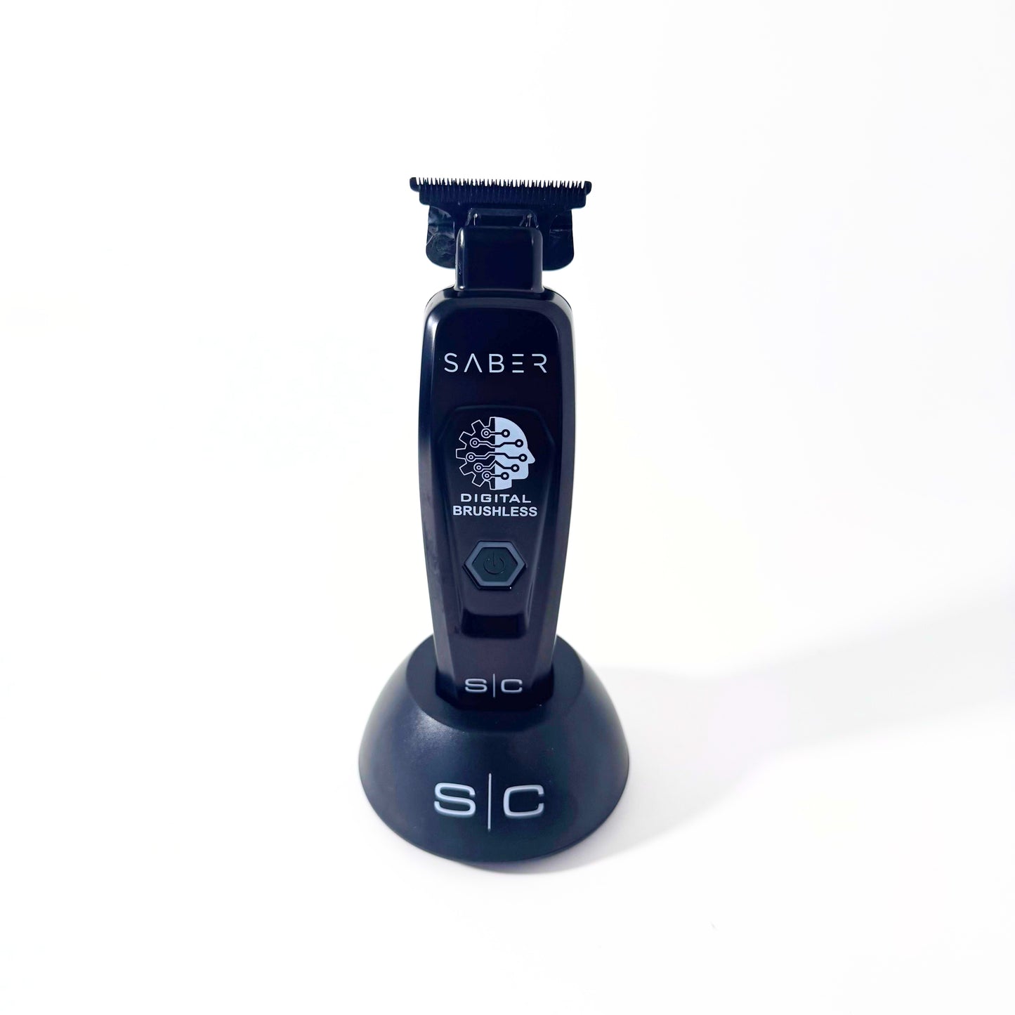 StyleCraft Black Saber Cordless Digital Brushless Trimmer SC403B standing straight