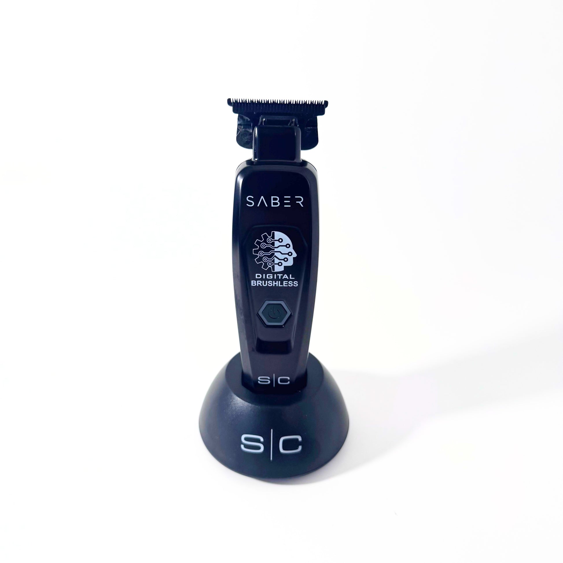 StyleCraft Black Saber Cordless Digital Brushless Trimmer SC403B standing straight