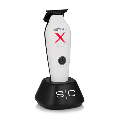 StyleCraft Instinct-X Cordless Metal Trimmer SC411M on stand