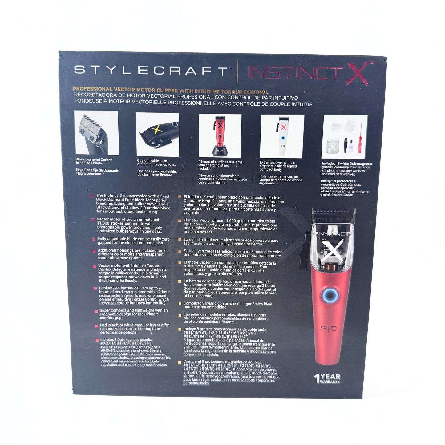 StyleCraft Instinct-X Professional Cordless Clipper SC608M back of box