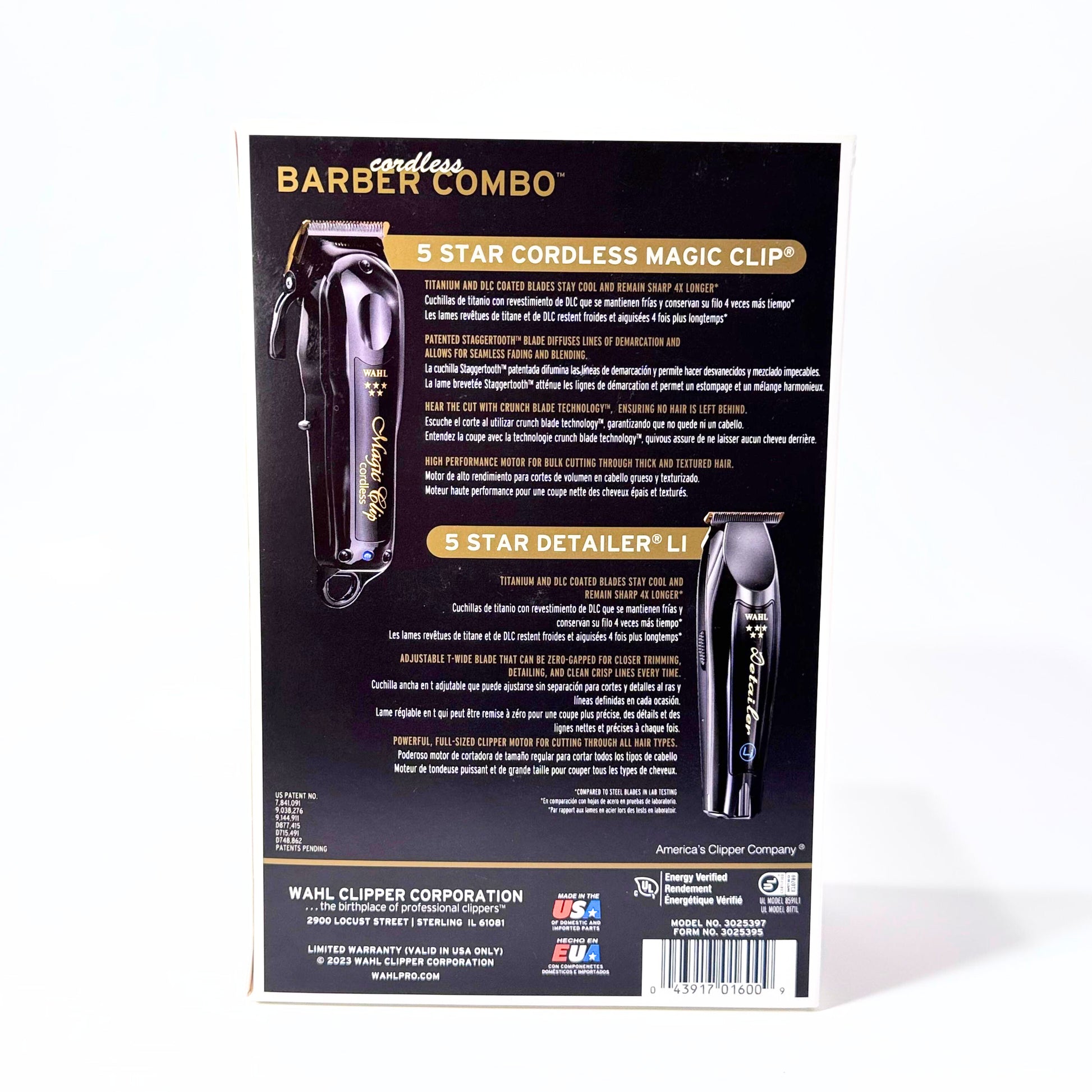 Wahl Cordless Barber Clipper and Trimmer Combo back of box