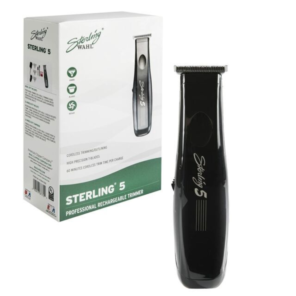 Wahl Sterling 5 Professional Cordless Trimmer 8777 – Lightweight Precision T-Blade Detailer for Barbers