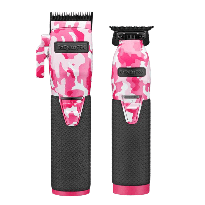 BaBylissPRO LimitedFX Cordless Pink Camo Clipper and Trimmer Combo FXHOLPKCAMPK